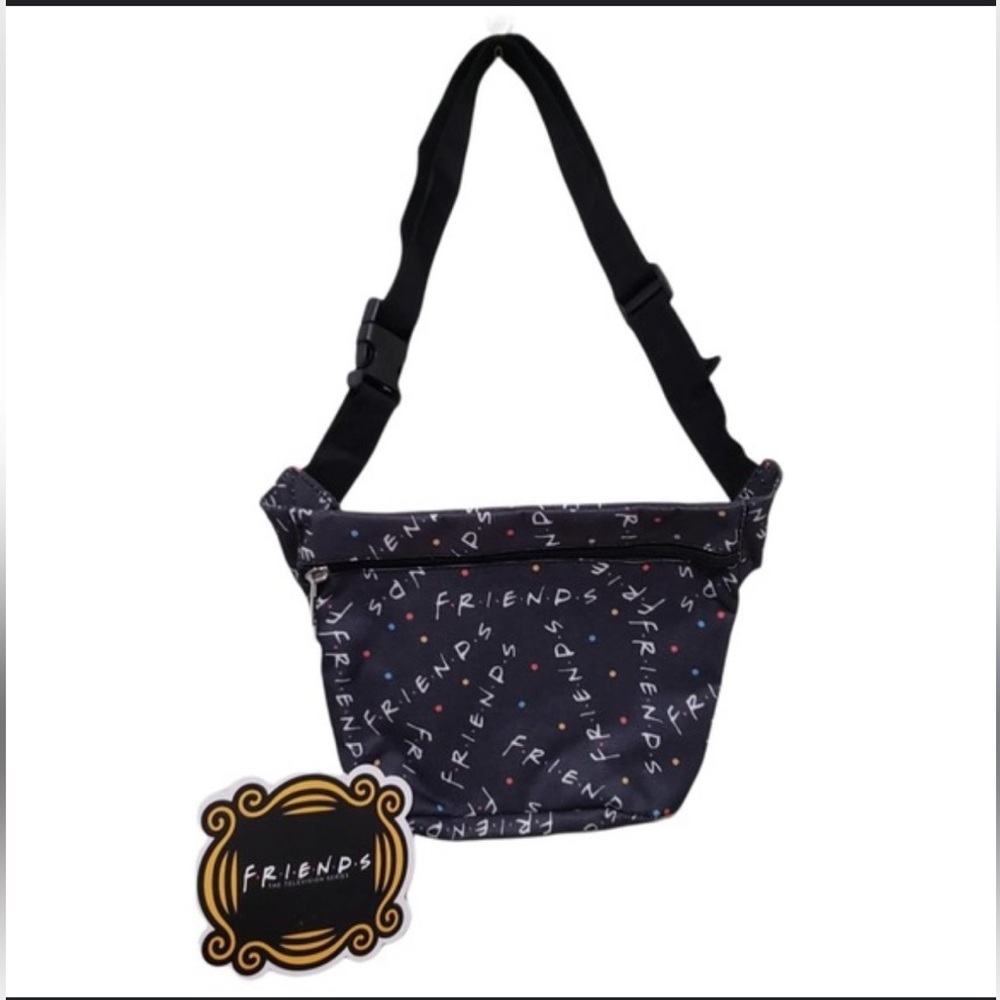 •FRIENDS•NWT BLACK "FRIENDS" THE TV SERIES LOGO MINI SLING OR BELT BAG